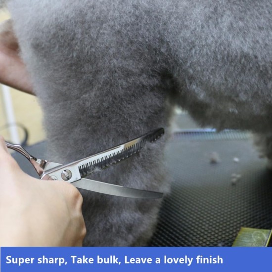 Dog Grooming Scissors, Curved Scissors for Dog Grooming, 7.5 Inches, 30 Degree Curved Blade, Lightweight Pet Scissors for Trimming Face and Paws Dog Grooming Scissors, Curved Scissors for Dog Grooming, 7.5 Inches, 30 Degree Curved Blade, Lightweight Pet Scissors for Trimming Face and Paws
