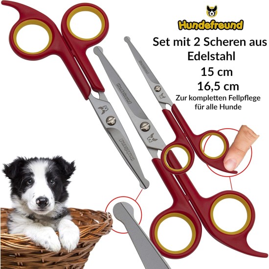 Dog Scissors - Set of 2 Scissors for Grooming Dogs - Stainless Steel Dog Grooming Scissors with Rounded Tip - Ideal for Paw Care and Hair Cutting Dog Scissors - Set of 2 Scissors for Grooming Dogs - Stainless Steel Dog Grooming Scissors with Rounded Tip - Ideal for Paw Care and Hair Cutting
