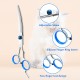 Dog Scissors, 5-in-1 Dog Scissors Set, Dog Shears, Curved, Stainless Steel Dog Grooming Set, with Steel Comb and Leather Case for Dogs, Cats, Pets