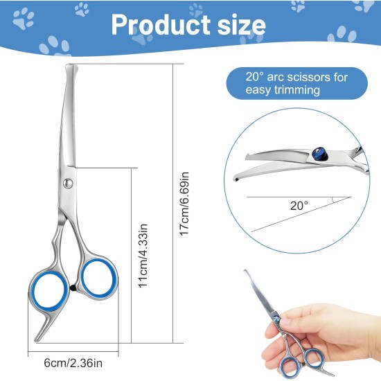 Dog Scissors, Curved Scissors for Dogs and Cats, Safety Round Tip Grooming Scissors, Stainless Steel Fur Scissors for Dogs and Cats Dog Scissors, Curved Scissors for Dogs and Cats, Safety Round Tip Grooming Scissors, Stainless Steel Fur Scissors for Dogs and Cats