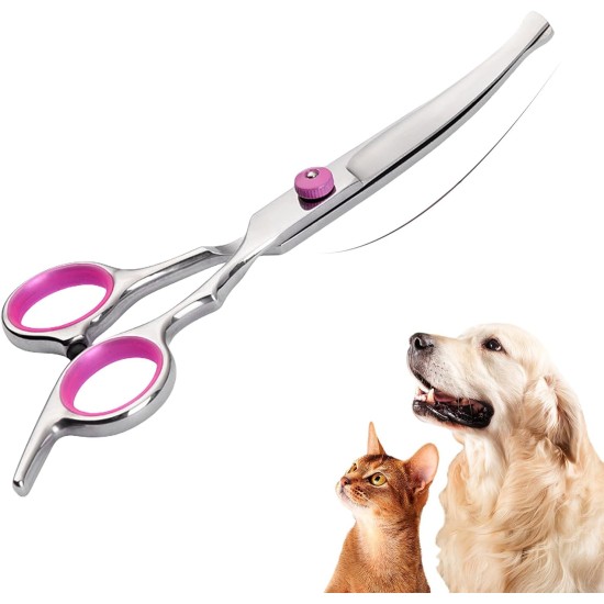 Dog Scissors, Curved Scissors for Dogs and Cats, Safety Round Tip Grooming Scissors, Stainless Steel Fur Scissors for Dogs and Cats Dog Scissors, Curved Scissors for Dogs and Cats, Safety Round Tip Grooming Scissors, Stainless Steel Fur Scissors for Dogs and Cats
