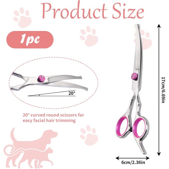 Dog Scissors, Curved Scissors for Dogs and Cats, Safety Round Tip Grooming Scissors, Stainless Steel Fur Scissors for Dogs and Cats Dog Scissors, Curved Scissors for Dogs and Cats, Safety Round Tip Grooming Scissors, Stainless Steel Fur Scissors for Dogs and Cats