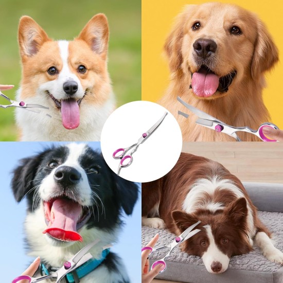 Dog Scissors, Curved Scissors for Dogs and Cats, Safety Round Tip Grooming Scissors, Stainless Steel Fur Scissors for Dogs and Cats Dog Scissors, Curved Scissors for Dogs and Cats, Safety Round Tip Grooming Scissors, Stainless Steel Fur Scissors for Dogs and Cats