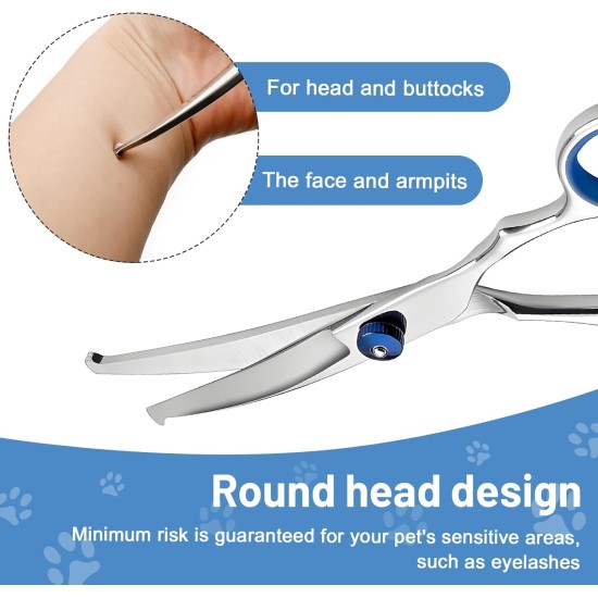 Dog Scissors, Curved Scissors for Dogs and Cats, Safety Round Tip Grooming Scissors, Stainless Steel Fur Scissors for Dogs and Cats Dog Scissors, Curved Scissors for Dogs and Cats, Safety Round Tip Grooming Scissors, Stainless Steel Fur Scissors for Dogs and Cats