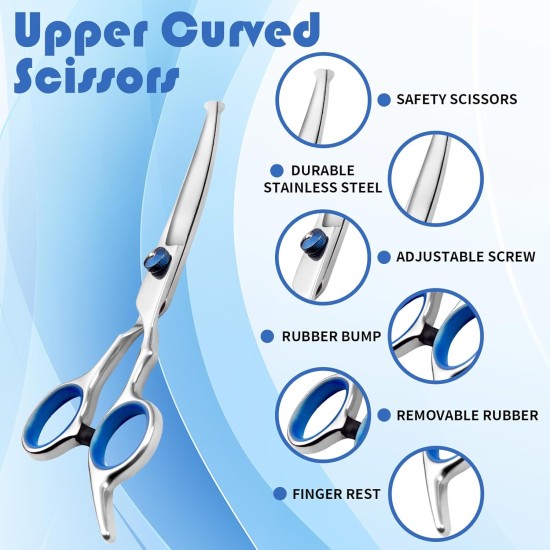 Dog Scissors, Curved Scissors for Dogs and Cats, Safety Round Tip Grooming Scissors, Stainless Steel Fur Scissors for Dogs and Cats Dog Scissors, Curved Scissors for Dogs and Cats, Safety Round Tip Grooming Scissors, Stainless Steel Fur Scissors for Dogs and Cats