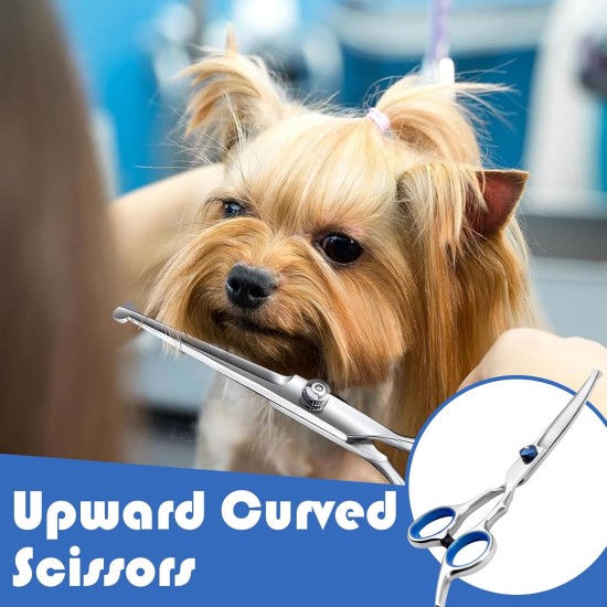 Dog Scissors, Curved Scissors for Dogs and Cats, Safety Round Tip Grooming Scissors, Stainless Steel Fur Scissors for Dogs and Cats Dog Scissors, Curved Scissors for Dogs and Cats, Safety Round Tip Grooming Scissors, Stainless Steel Fur Scissors for Dogs and Cats
