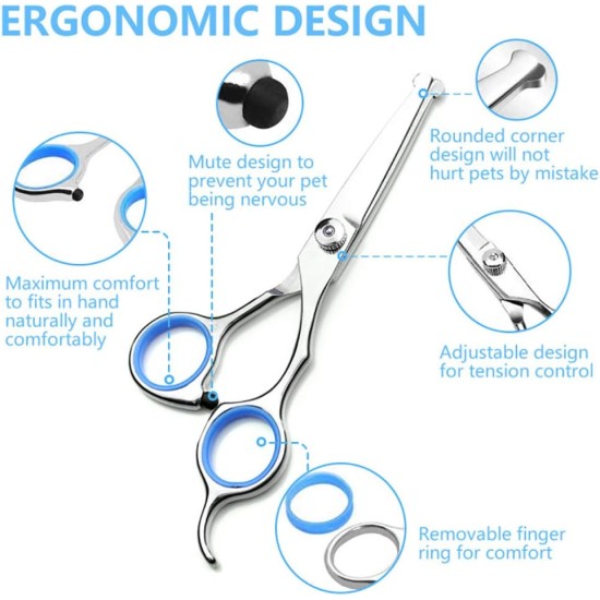 Dog Scissors, Dog Fur Scissors, Hair Scissors Set, Professional 6.5 Inch Grooming Scissors, Dog Set for Grooming, Dog, Cat, Pet (Blue) Dog Scissors, Dog Fur Scissors, Hair Scissors Set, Professional 6.5 Inch Grooming Scissors, Dog Set for Grooming, Dog, Cat, Pet (Blue)