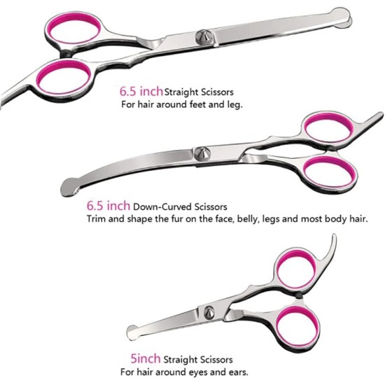 Dog Scissors, Dog Fur Scissors, Hair Scissors Set, Professional 6.5 Inch Grooming Scissors, Dog Set for Grooming, Dog, Cat, Pet (Blue) Dog Scissors, Dog Fur Scissors, Hair Scissors Set, Professional 6.5 Inch Grooming Scissors, Dog Set for Grooming, Dog, Cat, Pet (Blue)