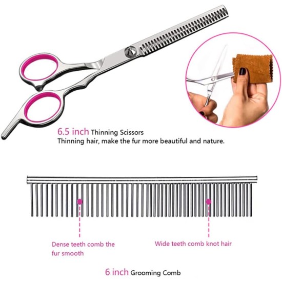 Dog Scissors, Dog Fur Scissors, Hair Scissors Set, Professional 6.5 Inch Grooming Scissors, Dog Set for Grooming, Dog, Cat, Pet (Blue) Dog Scissors, Dog Fur Scissors, Hair Scissors Set, Professional 6.5 Inch Grooming Scissors, Dog Set for Grooming, Dog, Cat, Pet (Blue)