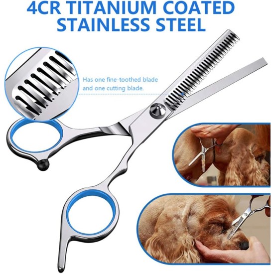 Dog Scissors, Dog Fur Scissors, Hair Scissors Set, Professional 6.5 Inch Grooming Scissors, Dog Set for Grooming, Dog, Cat, Pet (Blue) Dog Scissors, Dog Fur Scissors, Hair Scissors Set, Professional 6.5 Inch Grooming Scissors, Dog Set for Grooming, Dog, Cat, Pet (Blue)