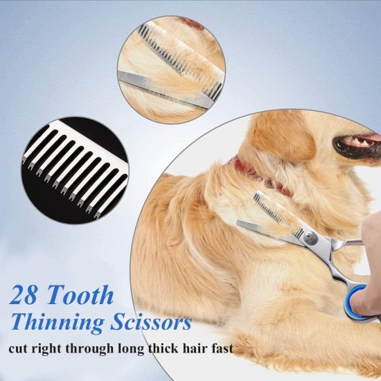 Dog Scissors, Dog Fur Scissors, Hair Scissors Set, Professional 6.5 Inch Grooming Scissors, Dog Set for Grooming, Dog, Cat, Pet (Blue) Dog Scissors, Dog Fur Scissors, Hair Scissors Set, Professional 6.5 Inch Grooming Scissors, Dog Set for Grooming, Dog, Cat, Pet (Blue)