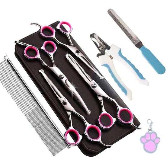 Dog Scissors, Dog Fur Scissors, Hair Scissors Set, Professional 6.5 Inch Grooming Scissors, Dog Set for Grooming, Dog, Cat, Pet (Blue) Dog Scissors, Dog Fur Scissors, Hair Scissors Set, Professional 6.5 Inch Grooming Scissors, Dog Set for Grooming, Dog, Cat, Pet (Blue)