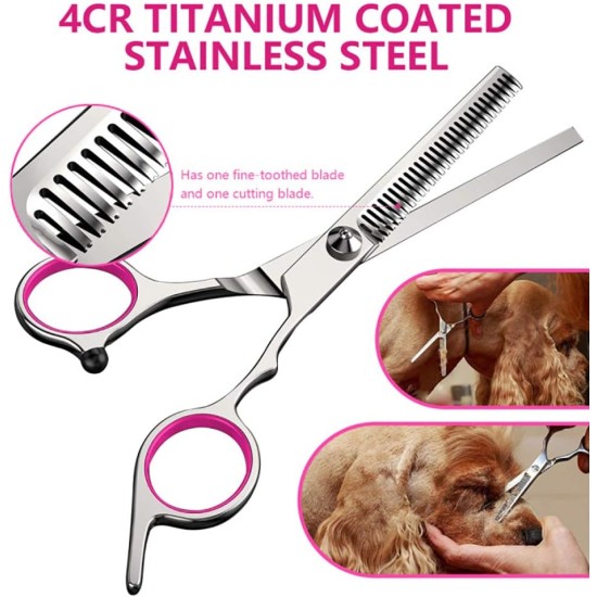 Dog Scissors, Dog Fur Scissors, Hair Scissors Set, Professional 6.5 Inch Grooming Scissors, Dog Set for Grooming, Dog, Cat, Pet (Blue) Dog Scissors, Dog Fur Scissors, Hair Scissors Set, Professional 6.5 Inch Grooming Scissors, Dog Set for Grooming, Dog, Cat, Pet (Blue)