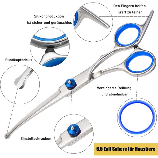Dog Scissors, Dog Grooming Scissors with Safety Tip, Curved Grooming Scissors, Stainless Steel, Silver Curved Scissors, Cat Grooming Scissors, Dog Grooming Scissors Dog Scissors, Dog Grooming Scissors with Safety Tip, Curved Grooming Scissors, Stainless Steel, Silver Curved Scissors, Cat Grooming Scissors, Dog Grooming Scissors