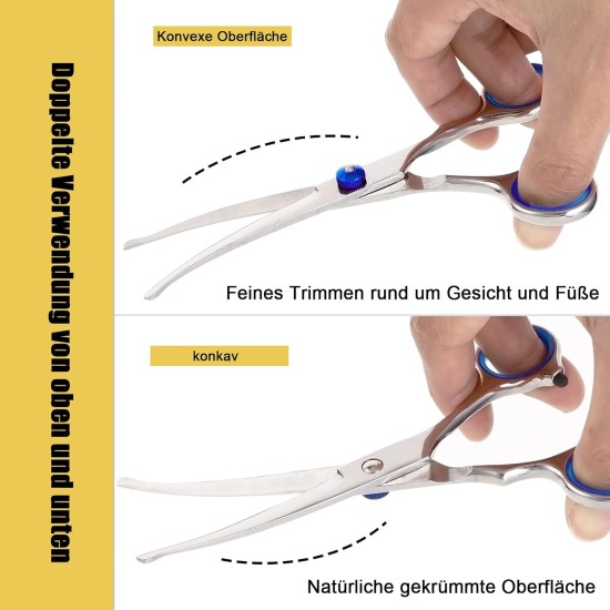 Dog Scissors, Dog Grooming Scissors with Safety Tip, Curved Grooming Scissors, Stainless Steel, Silver Curved Scissors, Cat Grooming Scissors, Dog Grooming Scissors Dog Scissors, Dog Grooming Scissors with Safety Tip, Curved Grooming Scissors, Stainless Steel, Silver Curved Scissors, Cat Grooming Scissors, Dog Grooming Scissors