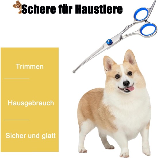 Dog Scissors, Dog Grooming Scissors with Safety Tip, Curved Grooming Scissors, Stainless Steel, Silver Curved Scissors, Cat Grooming Scissors, Dog Grooming Scissors Dog Scissors, Dog Grooming Scissors with Safety Tip, Curved Grooming Scissors, Stainless Steel, Silver Curved Scissors, Cat Grooming Scissors, Dog Grooming Scissors
