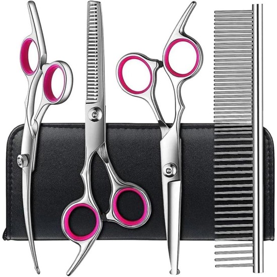 Dog Scissors, Grooming Scissors Set with Round Safety Tip, Stainless Steel Cat Grooming Scissors, for Pet Hair, Grooming for Dogs and Cats Dog Scissors, Grooming Scissors Set with Round Safety Tip, Stainless Steel Cat Grooming Scissors, for Pet Hair, Grooming for Dogs and Cats