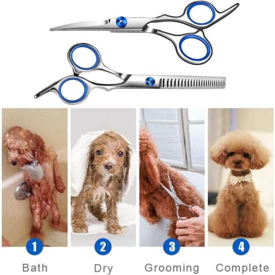 Dog Scissors, Pack of 2 Dog Scissors, Curved Scissors, Dog Fur Scissors for Dogs, Dogs and Cats, Safety Round Tip Grooming Scissors, Stainless Steel Fur Scissors for Dogs and Cats Dog Scissors, Pack of 2 Dog Scissors, Curved Scissors, Dog Fur Scissors for Dogs, Dogs and Cats, Safety Round Tip Grooming Scissors, Stainless Steel Fur Scissors for Dogs and Cats