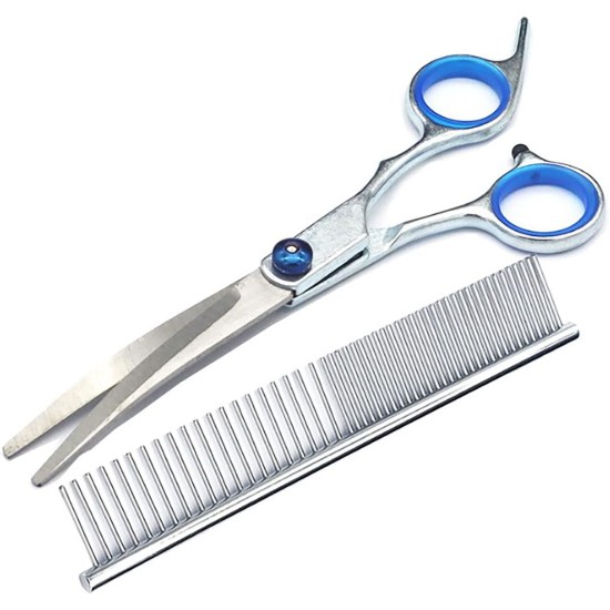 Dog Scissors, Pet Grooming Scissors Set, Adjustable Screws, Non-Slip 6 in 1 for Home Dog Scissors, Pet Grooming Scissors Set, Adjustable Screws, Non-Slip 6 in 1 for Home