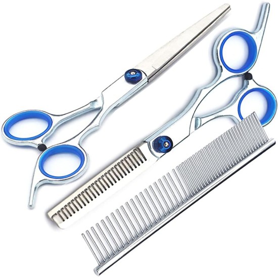Dog Scissors, Pet Grooming Scissors Set, Adjustable Screws, Non-Slip 6 in 1 for Home Dog Scissors, Pet Grooming Scissors Set, Adjustable Screws, Non-Slip 6 in 1 for Home