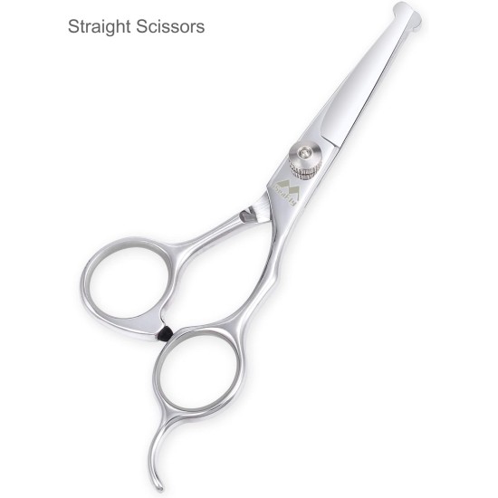 Dog Scissors with Round Tip, 5 in 1 Dog Scissors Set, Stainless Steel Cat Grooming Scissors, Dog Scissors Set for Full Body, Face, Nose and Ear Dog Scissors with Round Tip, 5 in 1 Dog Scissors Set, Stainless Steel Cat Grooming Scissors, Dog Scissors Set for Full Body, Face, Nose and Ear