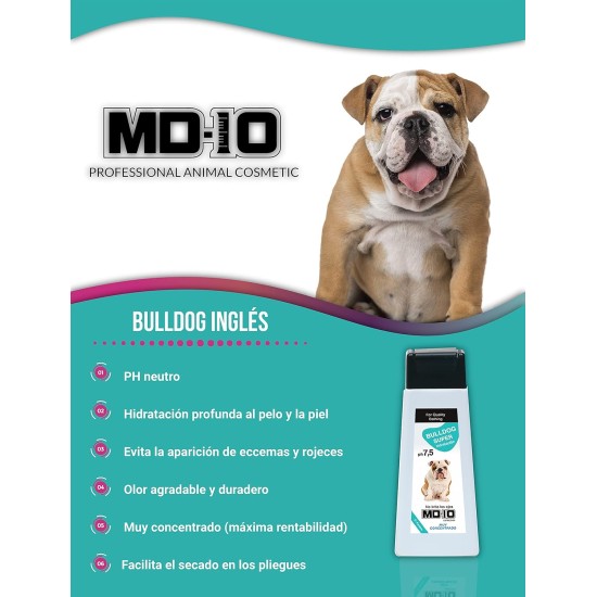 Dog Shampoo Against Itching for English Bulldog with Vitamin D Panthenol - Moisturising and Dermoprotective - Nourishes the pH Value of the Skin - 300 ml - MD-10 Collection Dog Shampoo Against Itching for English Bulldog with Vitamin D Panthenol - Moisturising and Dermoprotective - Nourishes the pH Value of the Skin - 300 ml - MD-10 Collection