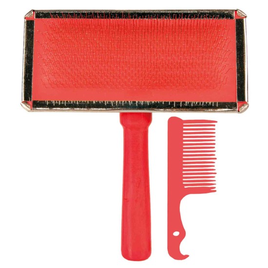 Dog Slicker Brush with Wood Handle Including Brush Cleaner Large Dog Slicker Brush with Wood Handle Including Brush Cleaner Large
