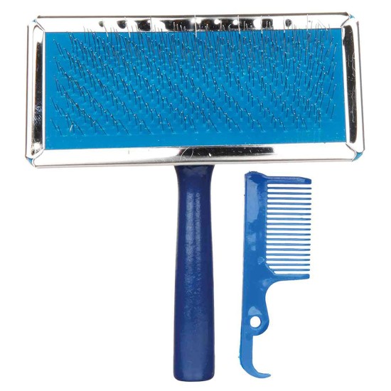 Dog Slicker Brush with Wood Handle Including Brush Cleaner Large Dog Slicker Brush with Wood Handle Including Brush Cleaner Large