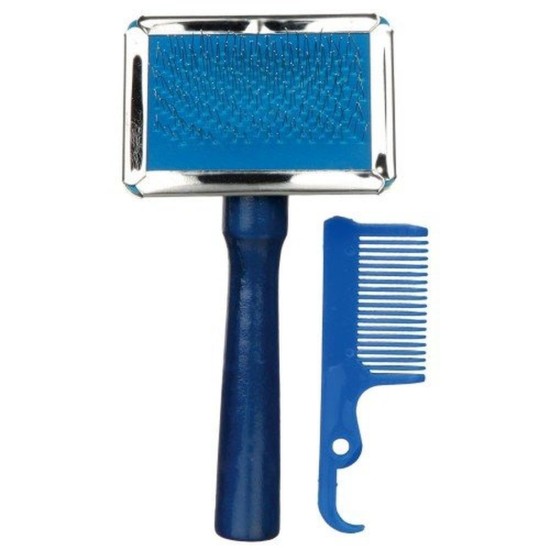 Dog Slicker Brush with Wood Handle Including Brush Cleaner Large Dog Slicker Brush with Wood Handle Including Brush Cleaner Large