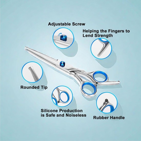 Dog grooming scissors, pet scissors, curved grooming scissors, hair scissors, grooming scissors for dogs and cats with round safety tip, stainless steel grooming scissors for dogs, cats and other Dog grooming scissors, pet scissors, curved grooming scissors, hair scissors, grooming scissors for dogs and cats with round safety tip, stainless steel grooming scissors for dogs, cats and other