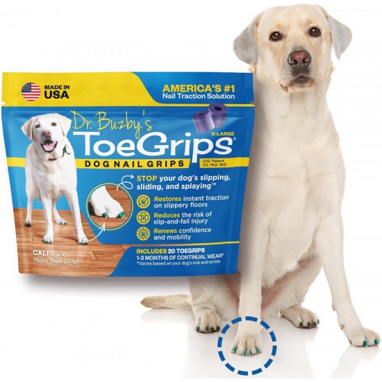 Dr Buzby's Large Toe Grips for Dogs - Instant Traction on Wood/Hardwood Floors - Non-Slip Relief for Dogs - Dog Grippers for Older Dogs - Stops Slipping Instantly - Rubber Nails for Dogs Dr Buzby's Large Toe Grips for Dogs - Instant Traction on Wood/Hardwood Floors - Non-Slip Relief for Dogs - Dog Grippers for Older Dogs - Stops Slipping Instantly - Rubber Nails for Dogs
