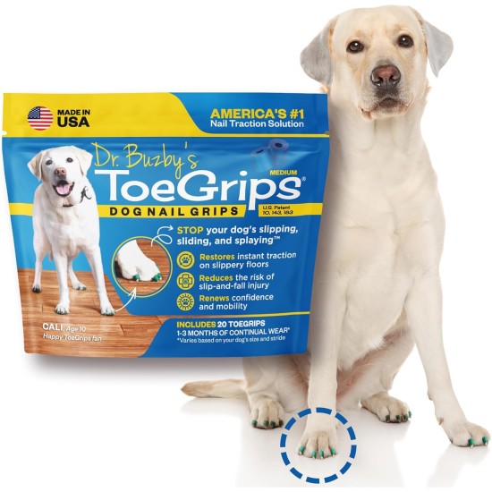 Dr Buzby's Large Toe Grips for Dogs - Instant Traction on Wood/Hardwood Floors - Non-Slip Relief for Dogs - Dog Grippers for Older Dogs - Stops Slipping Instantly - Rubber Nails for Dogs Dr Buzby's Large Toe Grips for Dogs - Instant Traction on Wood/Hardwood Floors - Non-Slip Relief for Dogs - Dog Grippers for Older Dogs - Stops Slipping Instantly - Rubber Nails for Dogs