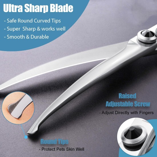 Dream Reach 6.5 Inch Professional Curved Dog Scissors Fur Scissors with Ergonomic Handle 440C Stainless Steel Safety Fur Scissors for Dogs Cats Cutting Black Dream Reach 6.5 Inch Professional Curved Dog Scissors Fur Scissors with Ergonomic Handle 440C Stainless Steel Safety Fur Scissors for Dogs Cats Cutting Black