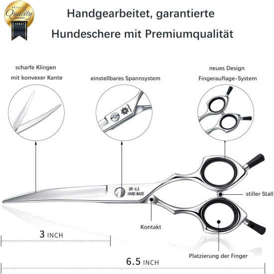 Dream Reach 6.5 Inch Professional Curved Dog Scissors Fur Scissors with Ergonomic Handle 440C Stainless Steel Safety Fur Scissors for Dogs Cats Cutting Black Dream Reach 6.5 Inch Professional Curved Dog Scissors Fur Scissors with Ergonomic Handle 440C Stainless Steel Safety Fur Scissors for Dogs Cats Cutting Black