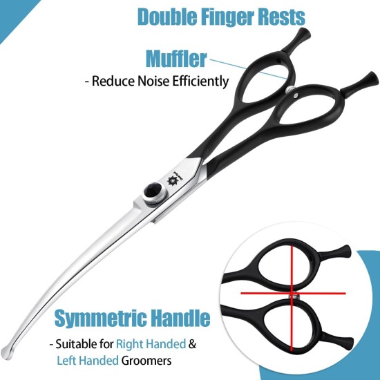 Dream Reach 6.5 Inch Professional Curved Dog Scissors Fur Scissors with Ergonomic Handle 440C Stainless Steel Safety Fur Scissors for Dogs Cats Cutting Black Dream Reach 6.5 Inch Professional Curved Dog Scissors Fur Scissors with Ergonomic Handle 440C Stainless Steel Safety Fur Scissors for Dogs Cats Cutting Black