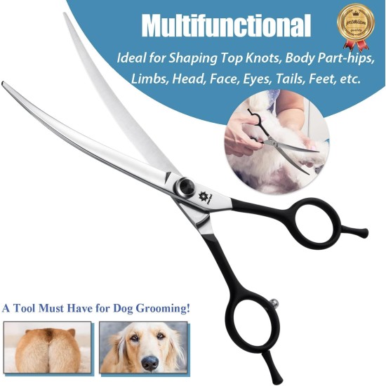 Dream Reach 6.5 Inch Professional Curved Dog Scissors Fur Scissors with Ergonomic Handle 440C Stainless Steel Safety Fur Scissors for Dogs Cats Cutting Black Dream Reach 6.5 Inch Professional Curved Dog Scissors Fur Scissors with Ergonomic Handle 440C Stainless Steel Safety Fur Scissors for Dogs Cats Cutting Black