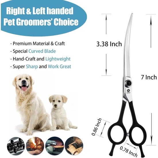 Dream Reach 6.5 Inch Professional Curved Dog Scissors Fur Scissors with Ergonomic Handle 440C Stainless Steel Safety Fur Scissors for Dogs Cats Cutting Black Dream Reach 6.5 Inch Professional Curved Dog Scissors Fur Scissors with Ergonomic Handle 440C Stainless Steel Safety Fur Scissors for Dogs Cats Cutting Black