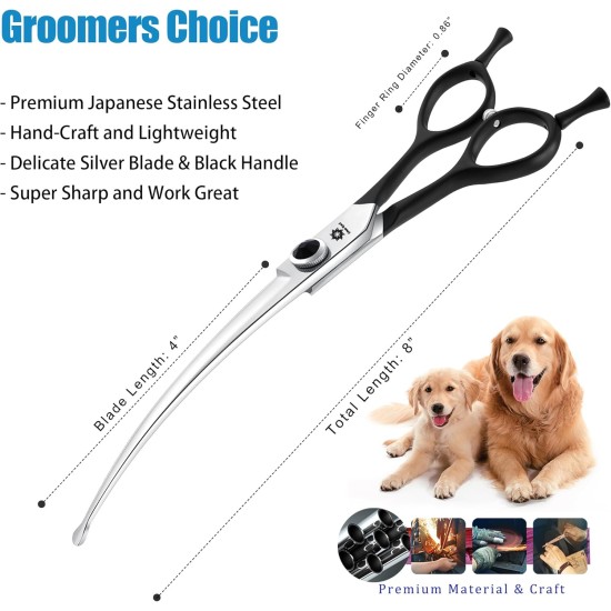Dream Reach 6.5 Inch Professional Curved Dog Scissors Fur Scissors with Ergonomic Handle 440C Stainless Steel Safety Fur Scissors for Dogs Cats Cutting Black Dream Reach 6.5 Inch Professional Curved Dog Scissors Fur Scissors with Ergonomic Handle 440C Stainless Steel Safety Fur Scissors for Dogs Cats Cutting Black