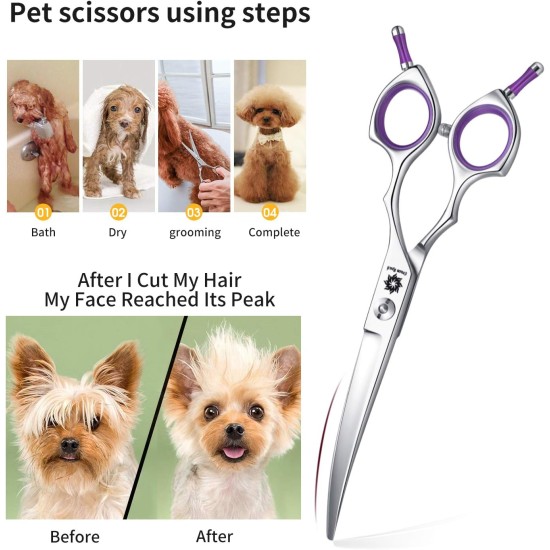 Dream Reach 6.5 Inch Professional Curved Dog Scissors Fur Scissors with Ergonomic Handle 440C Stainless Steel Safety Fur Scissors for Dogs Cats Cutting Black Dream Reach 6.5 Inch Professional Curved Dog Scissors Fur Scissors with Ergonomic Handle 440C Stainless Steel Safety Fur Scissors for Dogs Cats Cutting Black