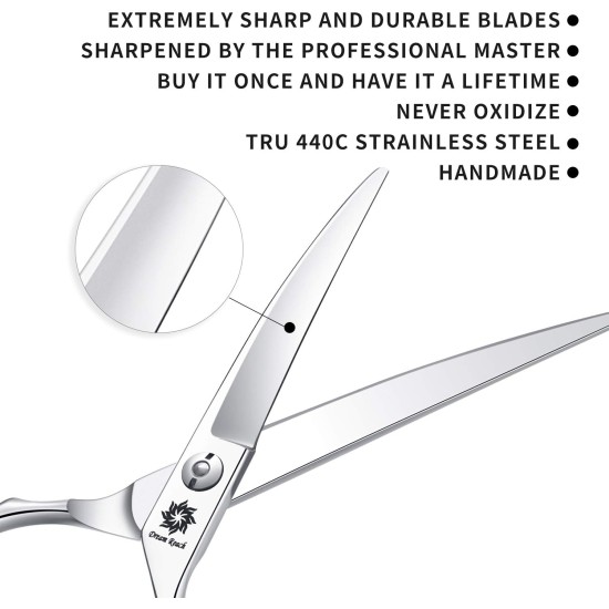 Dream Reach 6.5 Inch Professional Curved Dog Scissors Fur Scissors with Ergonomic Handle 440C Stainless Steel Safety Fur Scissors for Dogs Cats Cutting Black Dream Reach 6.5 Inch Professional Curved Dog Scissors Fur Scissors with Ergonomic Handle 440C Stainless Steel Safety Fur Scissors for Dogs Cats Cutting Black