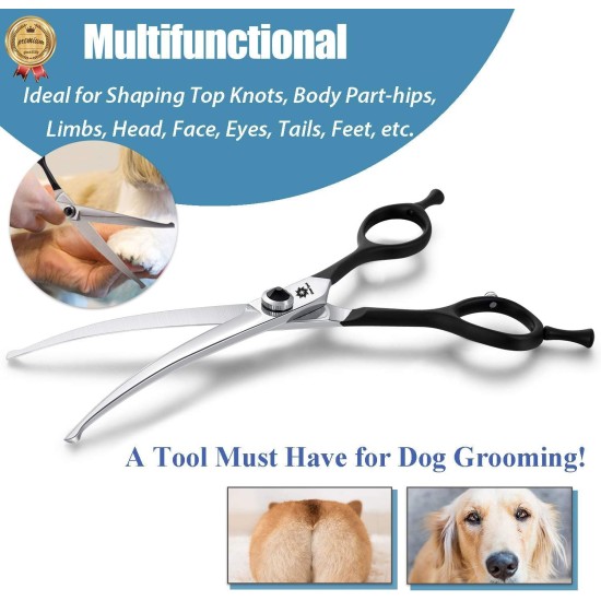 Dream Reach 6.5 Inch Professional Curved Dog Scissors Fur Scissors with Ergonomic Handle 440C Stainless Steel Safety Fur Scissors for Dogs Cats Cutting Black Dream Reach 6.5 Inch Professional Curved Dog Scissors Fur Scissors with Ergonomic Handle 440C Stainless Steel Safety Fur Scissors for Dogs Cats Cutting Black
