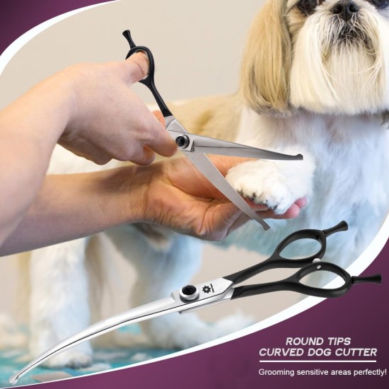 Dream Reach 6.5 Inch Professional Curved Dog Scissors Fur Scissors with Ergonomic Handle 440C Stainless Steel Safety Fur Scissors for Dogs Cats Cutting Black Dream Reach 6.5 Inch Professional Curved Dog Scissors Fur Scissors with Ergonomic Handle 440C Stainless Steel Safety Fur Scissors for Dogs Cats Cutting Black