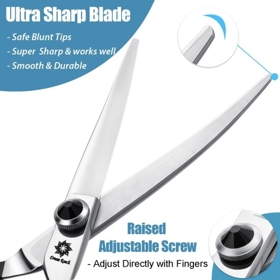 Dream Reach 6.5 Inch Professional Curved Dog Scissors Fur Scissors with Ergonomic Handle 440C Stainless Steel Safety Fur Scissors for Dogs Cats Cutting Black Dream Reach 6.5 Inch Professional Curved Dog Scissors Fur Scissors with Ergonomic Handle 440C Stainless Steel Safety Fur Scissors for Dogs Cats Cutting Black