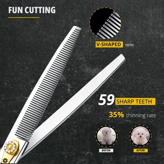 Dream Reach 8 Inch Dog Scissors Curved Fur Scissors - Dog Scissors with Ergonomic Handle, 440C Stainless Steel Fur Scissors for Dogs Cats Cutting, Professional Dog Hair Scissors with Adjustable Screw Dream Reach 8 Inch Dog Scissors Curved Fur Scissors - Dog Scissors with Ergonomic Handle, 440C Stainless Steel Fur Scissors for Dogs Cats Cutting, Professional Dog Hair Scissors with Adjustable Screw