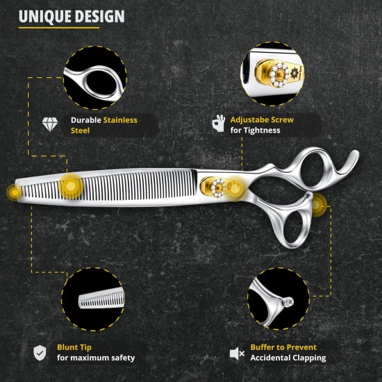 Dream Reach 8 Inch Dog Scissors Curved Fur Scissors - Dog Scissors with Ergonomic Handle, 440C Stainless Steel Fur Scissors for Dogs Cats Cutting, Professional Dog Hair Scissors with Adjustable Screw Dream Reach 8 Inch Dog Scissors Curved Fur Scissors - Dog Scissors with Ergonomic Handle, 440C Stainless Steel Fur Scissors for Dogs Cats Cutting, Professional Dog Hair Scissors with Adjustable Screw