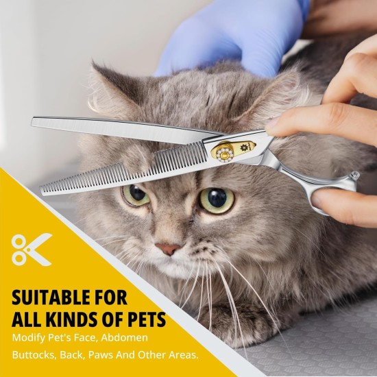 Dream Reach 8 Inch Dog Scissors Curved Fur Scissors - Dog Scissors with Ergonomic Handle, 440C Stainless Steel Fur Scissors for Dogs Cats Cutting, Professional Dog Hair Scissors with Adjustable Screw Dream Reach 8 Inch Dog Scissors Curved Fur Scissors - Dog Scissors with Ergonomic Handle, 440C Stainless Steel Fur Scissors for Dogs Cats Cutting, Professional Dog Hair Scissors with Adjustable Screw
