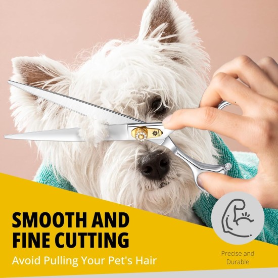 Dream Reach 8 Inch Dog Scissors Curved Fur Scissors - Dog Scissors with Ergonomic Handle, 440C Stainless Steel Fur Scissors for Dogs Cats Cutting, Professional Dog Hair Scissors with Adjustable Screw Dream Reach 8 Inch Dog Scissors Curved Fur Scissors - Dog Scissors with Ergonomic Handle, 440C Stainless Steel Fur Scissors for Dogs Cats Cutting, Professional Dog Hair Scissors with Adjustable Screw