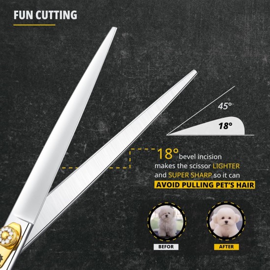 Dream Reach 8 Inch Dog Scissors Curved Fur Scissors - Dog Scissors with Ergonomic Handle, 440C Stainless Steel Fur Scissors for Dogs Cats Cutting, Professional Dog Hair Scissors with Adjustable Screw Dream Reach 8 Inch Dog Scissors Curved Fur Scissors - Dog Scissors with Ergonomic Handle, 440C Stainless Steel Fur Scissors for Dogs Cats Cutting, Professional Dog Hair Scissors with Adjustable Screw