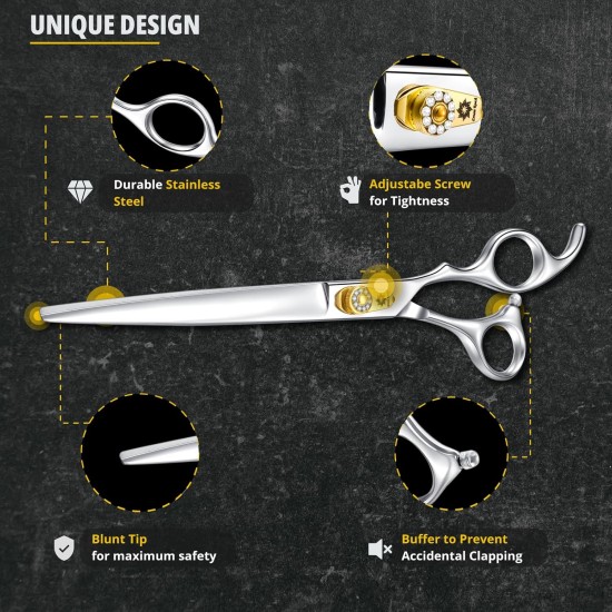 Dream Reach 8 Inch Dog Scissors Curved Fur Scissors - Dog Scissors with Ergonomic Handle, 440C Stainless Steel Fur Scissors for Dogs Cats Cutting, Professional Dog Hair Scissors with Adjustable Screw Dream Reach 8 Inch Dog Scissors Curved Fur Scissors - Dog Scissors with Ergonomic Handle, 440C Stainless Steel Fur Scissors for Dogs Cats Cutting, Professional Dog Hair Scissors with Adjustable Screw