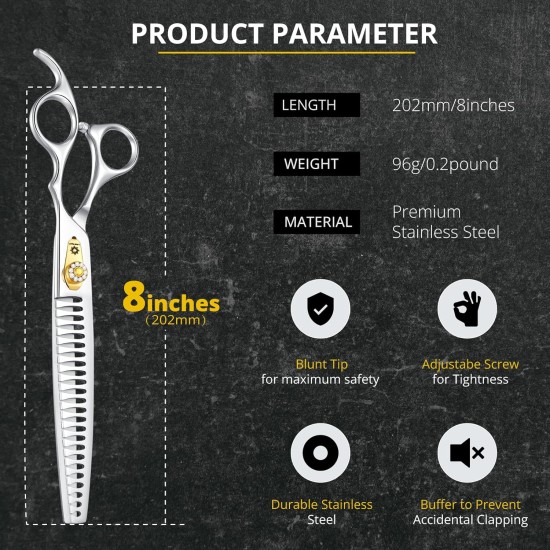 Dream Reach 8 Inch Dog Scissors Curved Fur Scissors - Dog Scissors with Ergonomic Handle, 440C Stainless Steel Fur Scissors for Dogs Cats Cutting, Professional Dog Hair Scissors with Adjustable Screw Dream Reach 8 Inch Dog Scissors Curved Fur Scissors - Dog Scissors with Ergonomic Handle, 440C Stainless Steel Fur Scissors for Dogs Cats Cutting, Professional Dog Hair Scissors with Adjustable Screw
